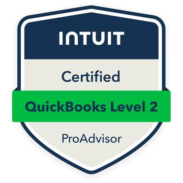 Intuit Certified QuickBooks Online ProAdvisor Level 2 badge